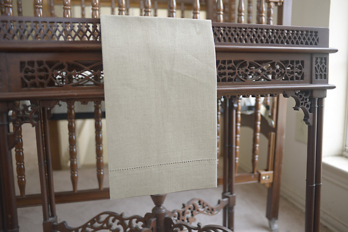 Linen Flax Colored. Linen Hemstitch Guest Towel. 14x22"
